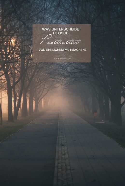 Foto einer Allee im Nebel als Symbol für Unklarheit bezüglich toxischer Positivität und ehrlichem Mutmachen